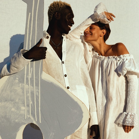 New SLEEPER White Silk Charmeuse Puff Sleeve Smocked Opera Dress XL - Picture 10 of 10